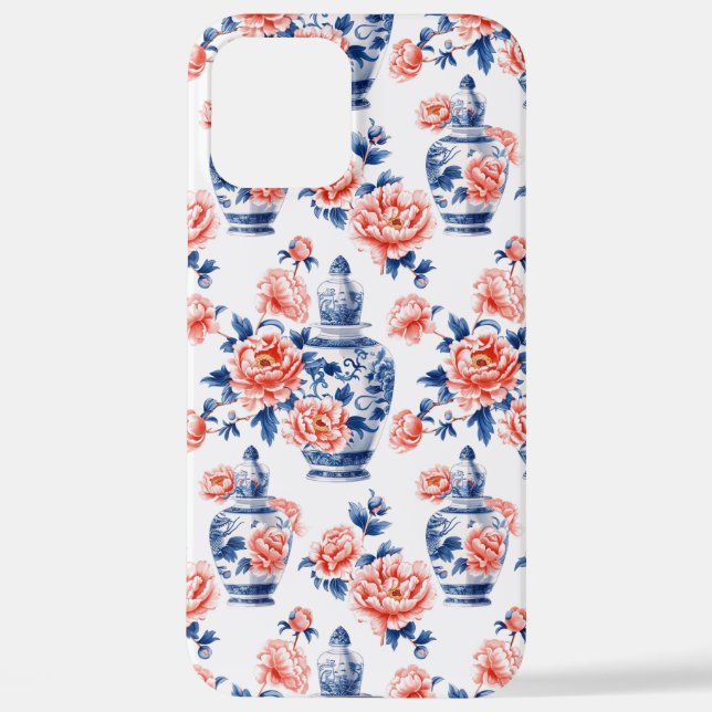 Grandmillenial Chinoiserie Ginger Jar Pink Peonies iPhone Hülle (Rückseite)
