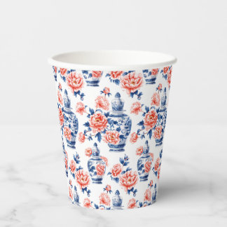 Grandmillenial Chinoiserie Ginger Jar Pink Peonies Pappbecher