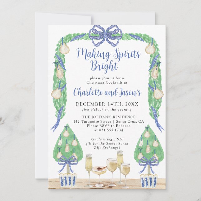 Grandmillenial Christmas Holiday Cocktail Party Einladung (Vorderseite)