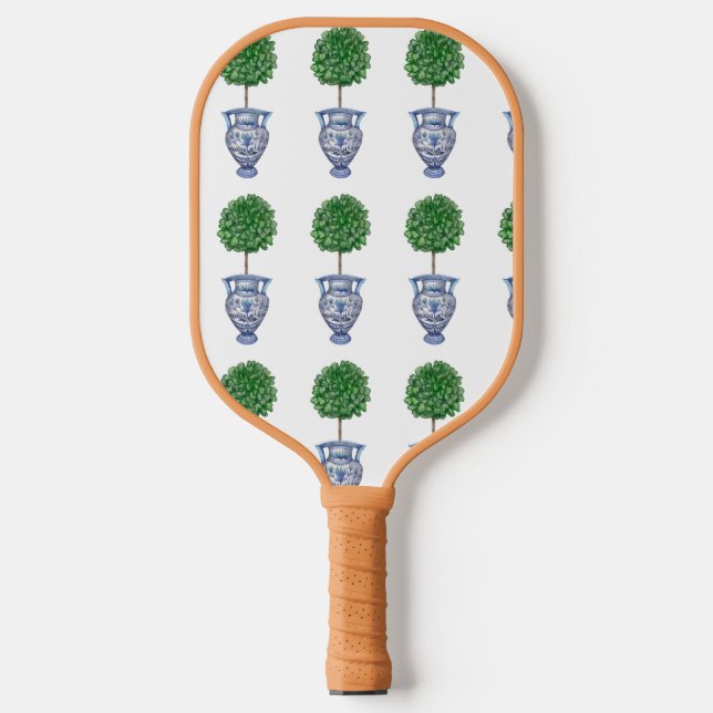 Grandmillenial preppy topiary blue pickleball schläger (Vorderseite)