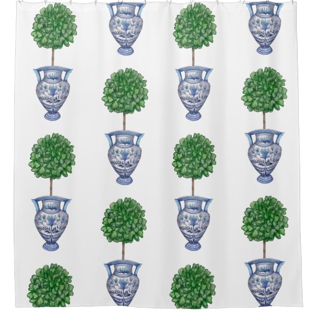 Grandmillenial preppy topiary classic duschvorhang (Vorderseite)