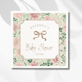 Grandmillenial Röte Salbei Anemone Gold Babyparty Serviette