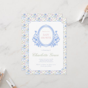 Grandmillennial Baby Shower Einladung mit Monogr