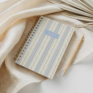 Grandmillennial Blau & Elfenbein Blumen Chinoiseri Notizbuch