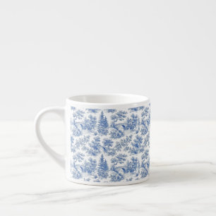 Grandmillennial Blau Toile-Landhauslandschaft Espressotasse