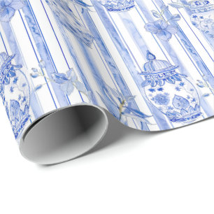 Grandmillennial Blue Chinoiserie Ginger Jar Geschenkpapier