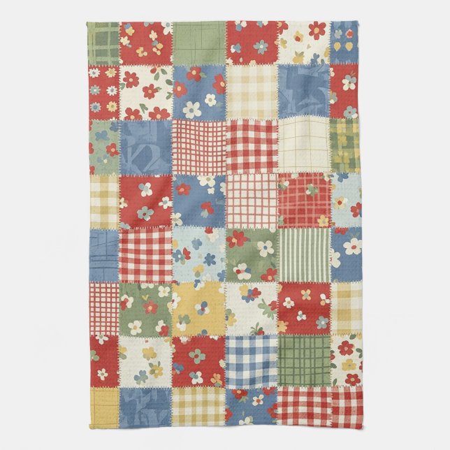 Grandmillennial-Blumenmuster Geschirrtuch (Vertikal)