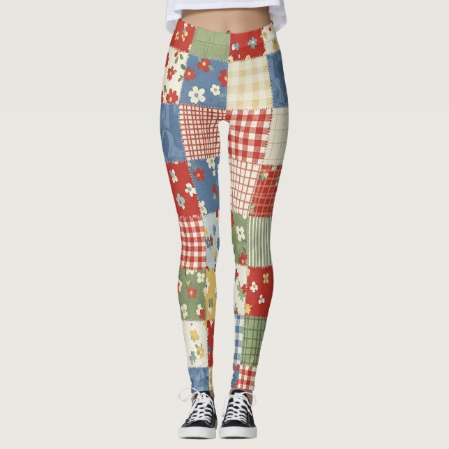 Grandmillennial-Blumenmuster Leggings (Vorderseite)