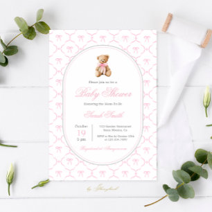 Grandmillennial Bow Baby Shower Girl Einladung