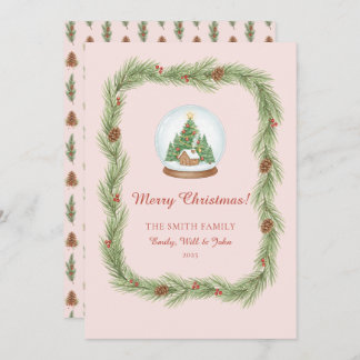 Grandmillennial Christmas Garland & Pinecone Feiertagskarte