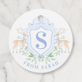 Grandmillennial Christmas Hirsch Wappen Monogram Geschenkanhänger