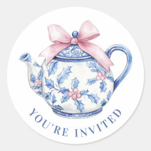 Grandmillennial Christmas Tee Pot Runder Aufkleber