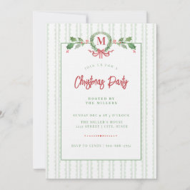 Grandmillennial Christmas Wreath Monogram Einladung