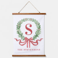 Grandmillennial Christmas Wreath Monogram
