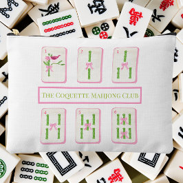Grandmillennial Coquette Mahjong Club Bamboo Bows Zubehörtasche
