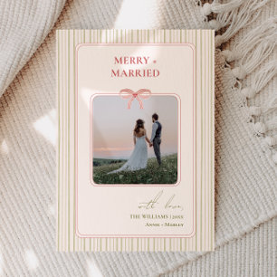 Grandmillennial Coquette Merry + Married Zwei Foto Feiertagskarte