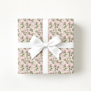 Grandmillennial Cottagecore Rosa Blumenvliespapier Geschenkpapier