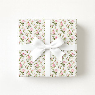 Grandmillennial Cottagecore vintage rosa Rosen  Geschenkpapier