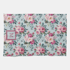 Grandmillennial Dusty Rose Floral Benutzerdefinier Geschirrtuch