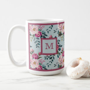 Grandmillennial Dusty Rose Floral Benutzerdefinier Kaffeetasse