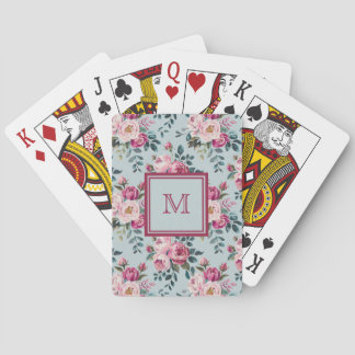 Grandmillennial Dusty Rose Floral Benutzerdefinier Spielkarten