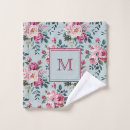 Grandmillennial Dusty Rose Floral Benutzerdefinier Waschlappen