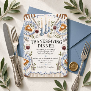 Grandmillennial-Einladung zum Thanksgiving-Dinner- Einladung
