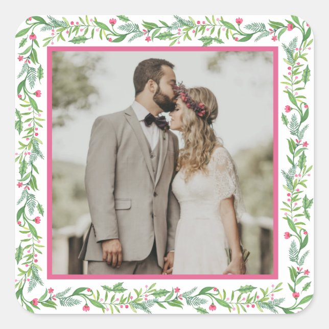 Grandmillennial Evergreen Swag | Foto Quadratischer Aufkleber (Vorderseite)