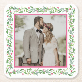 Grandmillennial Evergreen Swag | Foto Rechteckiger Pappuntersetzer