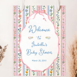 Grandmillennial Floral Baby Shower Welcome  Poster