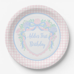 Grandmillennial Floral Gingham Preppy Birthday Pappteller