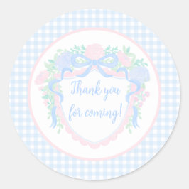 Grandmillennial Floral Gingham Preppy Birthday Runder Aufkleber