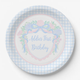 Grandmillennial Floral Gingham Preppy Paper Plate Pappteller