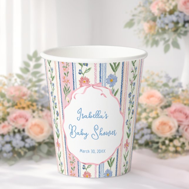 Grandmillennial Floral Girl Baby Shower Pappbecher (Von Creator hochgeladen)