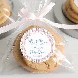 Grandmillennial Floral Girl Baby Shower Thank you Runder Aufkleber