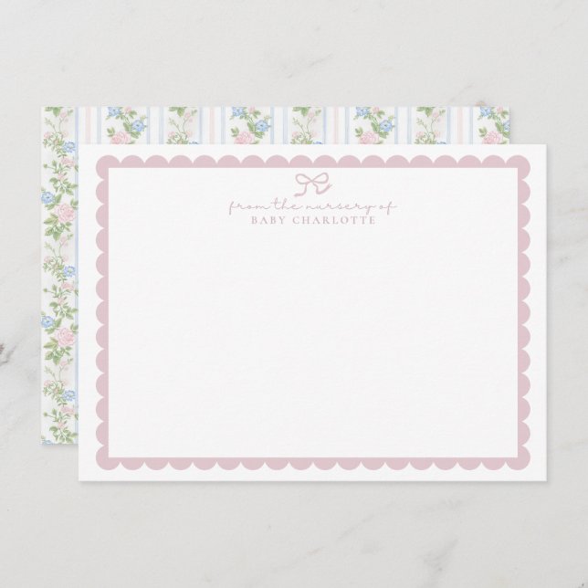 Grandmillennial Floral Nursery Stationery card Einladung (Vorne/Hinten)