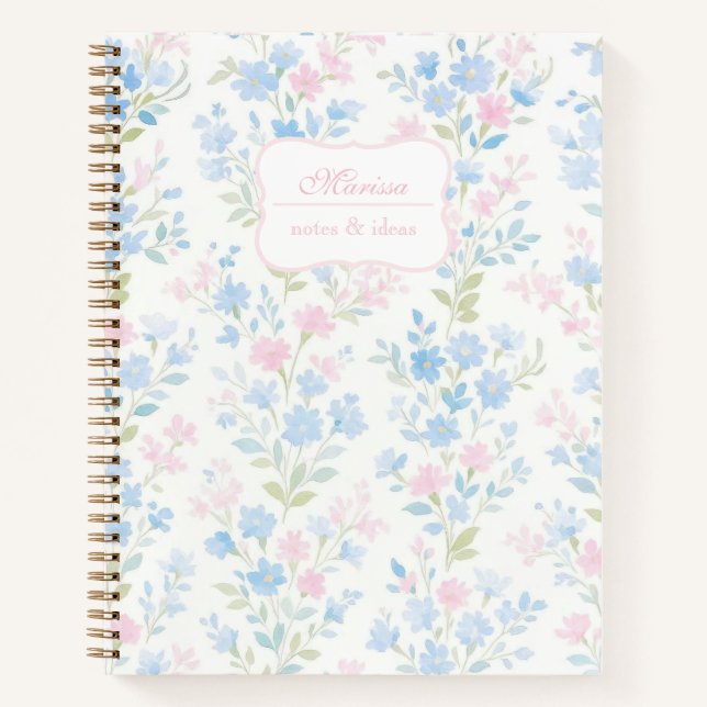 Grandmillennial Floral Personalized  Notizbuch (Vorderseite)
