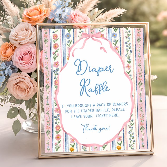 Grandmillennial Floral Vintage Diaper Raffle Poster (Von Creator hochgeladen)