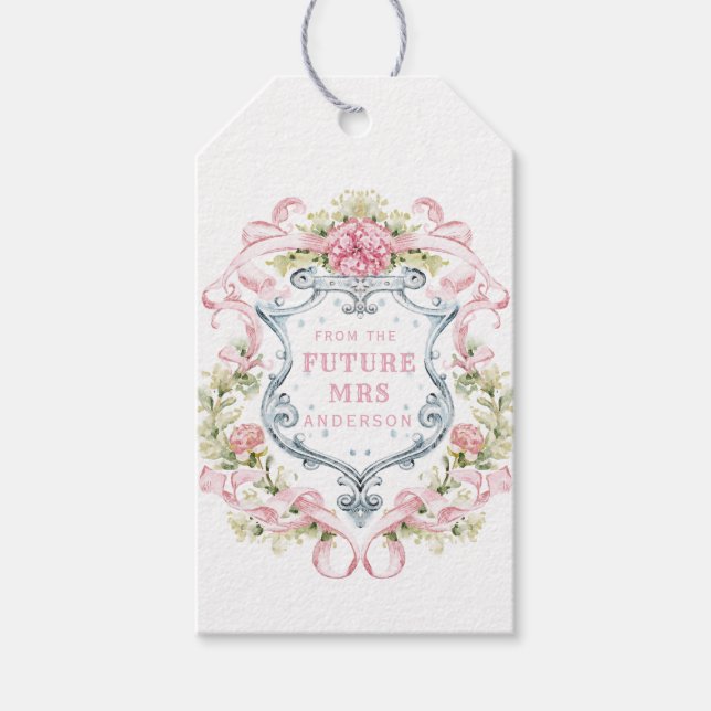 Grandmillennial Floral Wappen | Frau Future Geschenkanhänger (Vorderseite)