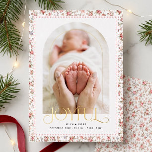 Grandmillennial Freudige Weihnachts-Baby-Ankündigu Folien Feiertagskarte
