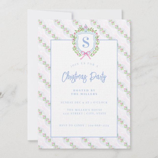 Grandmillennial Ginger Jar Wappen Monogram Einladung (Vorderseite)