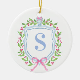 Grandmillennial Ginger Jar Wappen Monogram Keramik Ornament