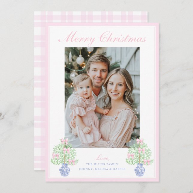 Grandmillennial Ginger Jar Weihnachtsbaum Feiertagskarte (Vorne/Hinten)