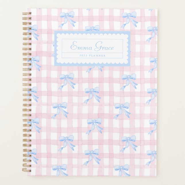 Grandmillennial Gingham mit Bows Planner Planer (Vorderseite)