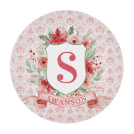 Grandmillennial Holiday Crest | Christmas Monogram Schneidebrett