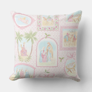 Grandmillennial Pastel Weihnachtsmonogramm Kissen