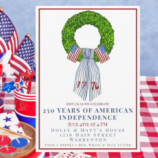 Grandmillennial-patriotischer Kranz Amerika 250. G Einladung