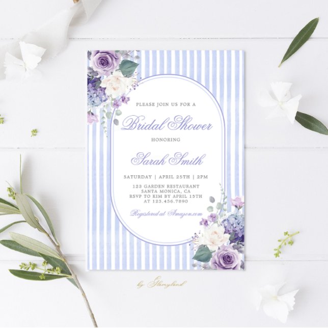 Grandmillennial Periwinkle Floral Brautparty Einladung (Von Creator hochgeladen)