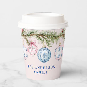 Grandmillennial Pink and Blue Ornament Paper Cup Pappbecher