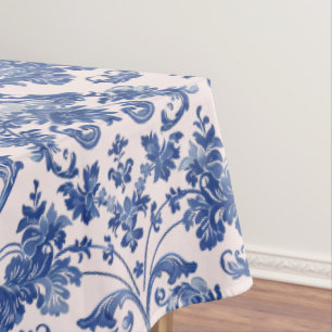 Grandmillennial Pink & Blue Damask Tischdecke